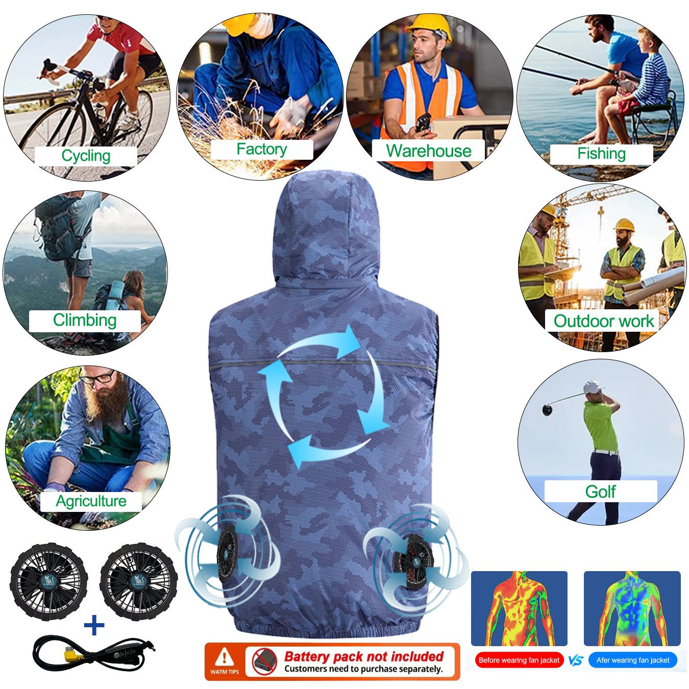 Summer Sport 12V/5V Fan Air Co - Outdoor Sport Brand Jacket recension och pris